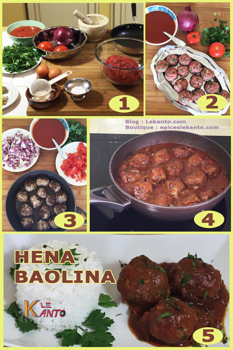 Préparation de boulettes de viande à la malgache Boulettes de viande