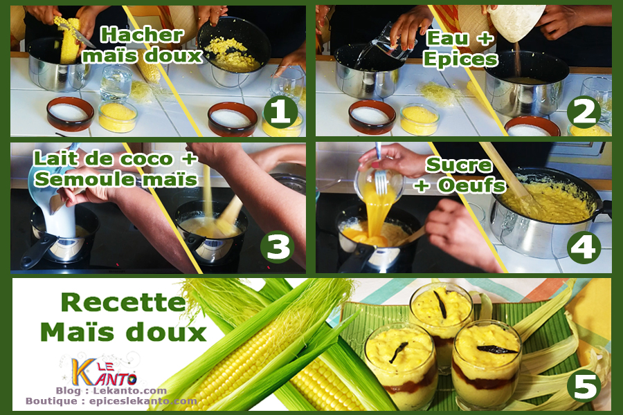 Etape de préparation du maïs frais au coco Maïs frais au coco